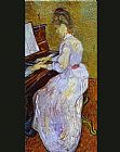Piano Paintings - Mademoiselle Gachet at Piano by Vincent van Gogh